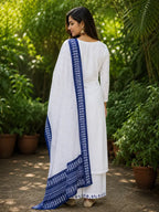 Floral Embroidered Viscose Silk Kurta Set with Palazzos